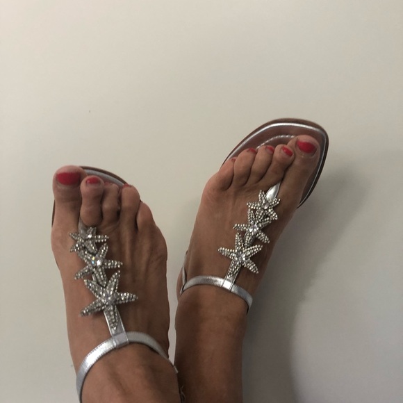 Manolo Blahnik Shoes - Manolo Blahnik Silver  Crystal Starfish Embellished Sandals. Size 39,5